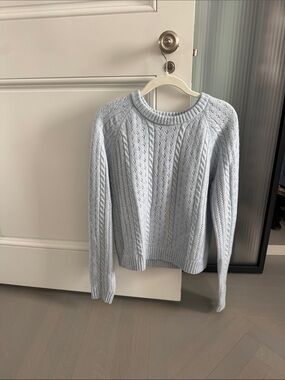 Sunday Best Light Blue Cable Knit Scoop Neck Sweater
